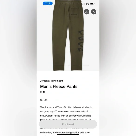 Travis Scott x Jordan fleece sweatpants. Brand new. Size L Travis Scott x Jordan fleece sweatpants. Brand new. Size L